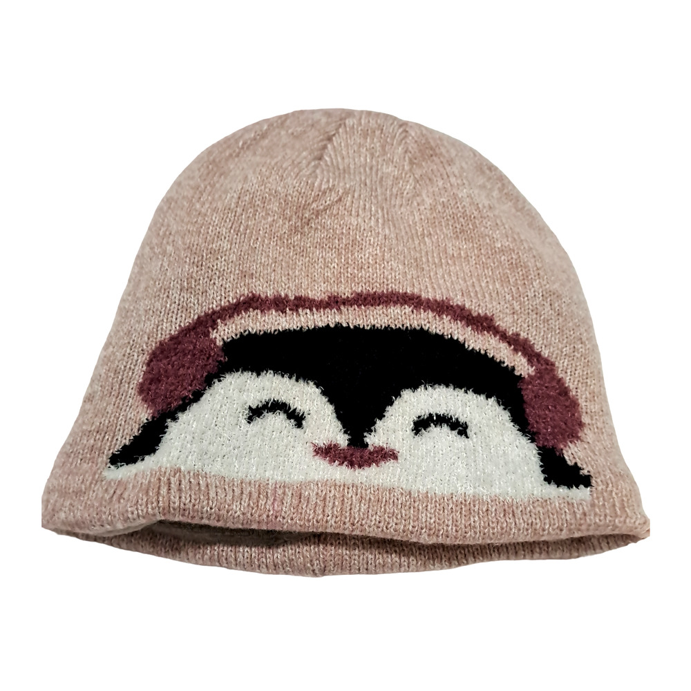 Pink Baby Penguin Beanie For Kids Age 4-5